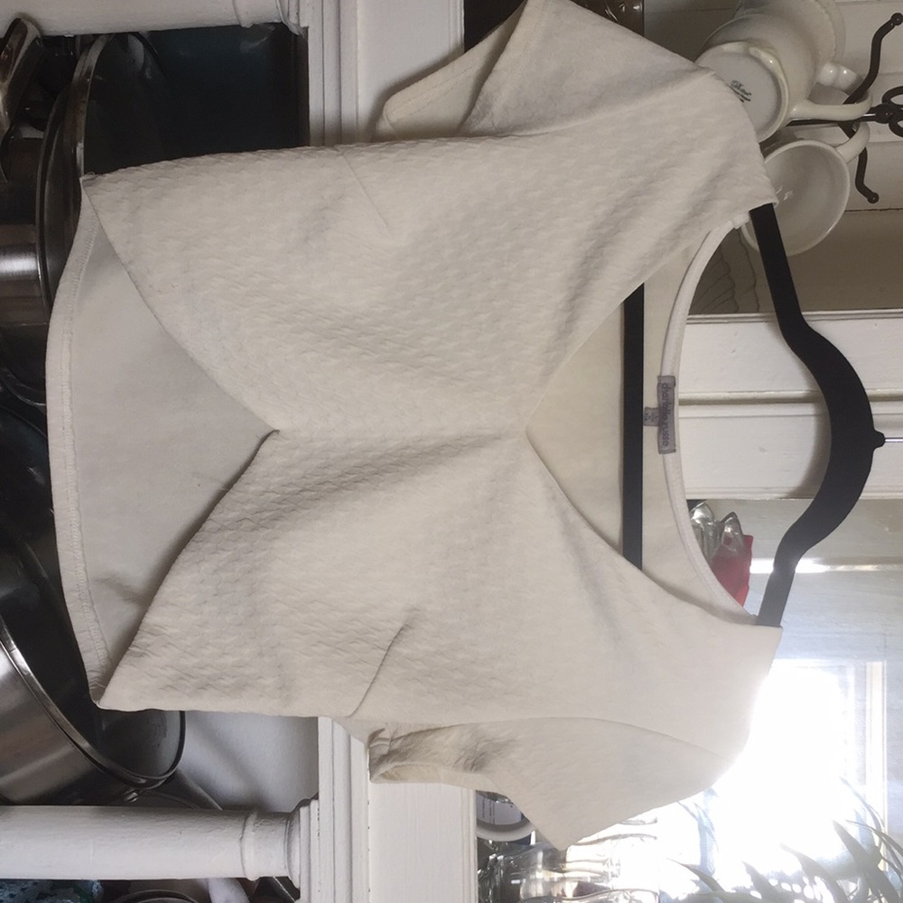V neck cropped white dress shirt